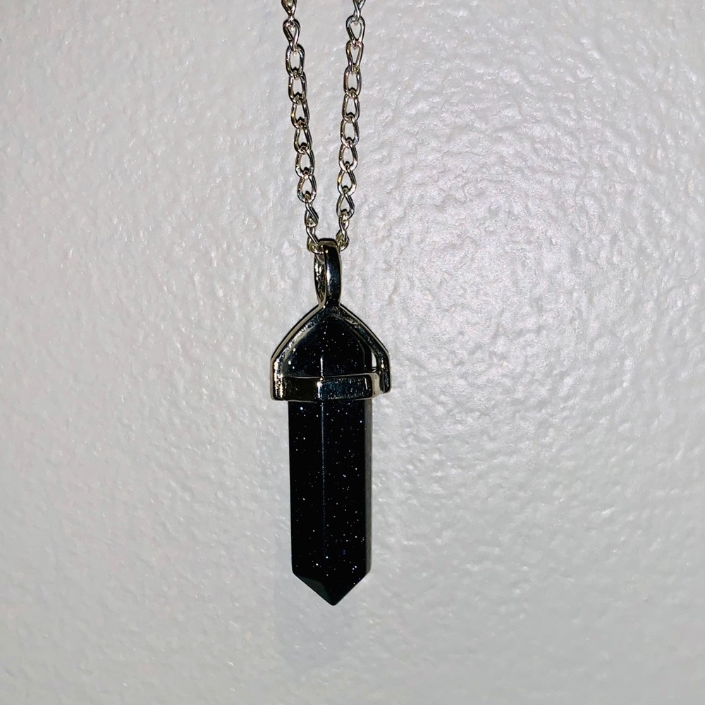 Blue Sandstone - Hexagonal point chakra necklace